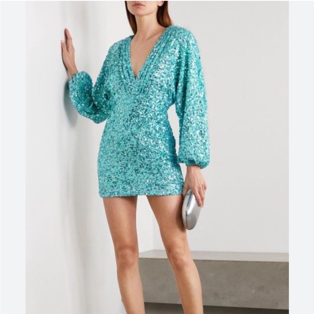 LIKE NEW Retrofete Mini Blue sequin Dress size small